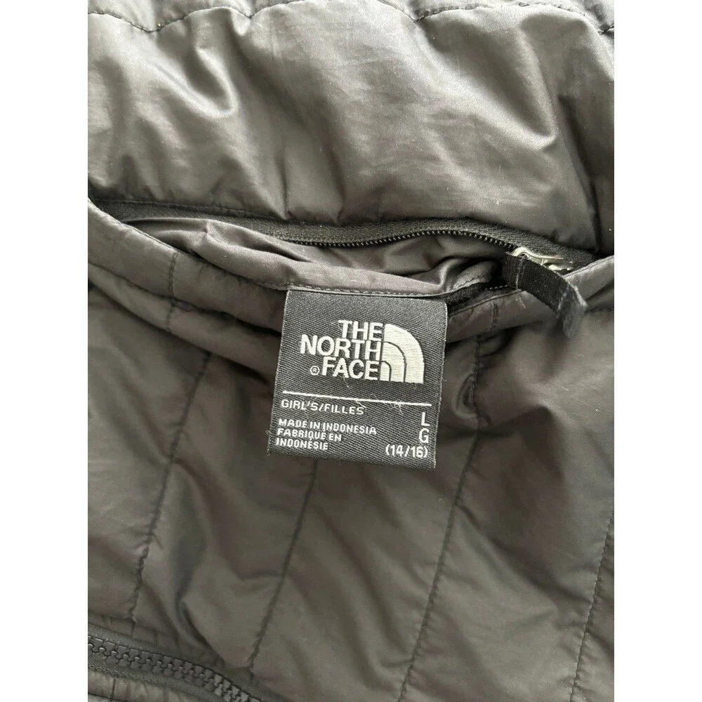 The North Face Reversible Puffer Plush Fleece Jacket Girls Size L 14/16 Black